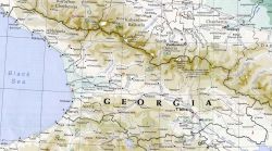 Mapa fizyczna Gruzji wraz z surowcami